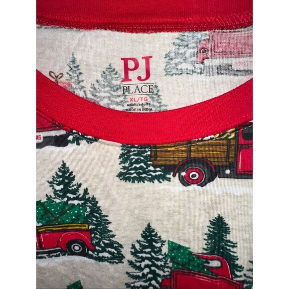 PJ Place Christmas Flannel Pajamas 2 pc. Unisex Adult XL Red Truck Tree Print - Picture 3 of 5